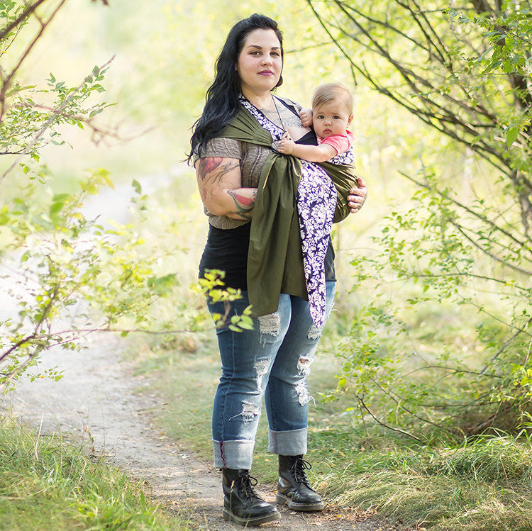 Sewfunky Designer Baby Sling Dandy Damask on Olive #SF035