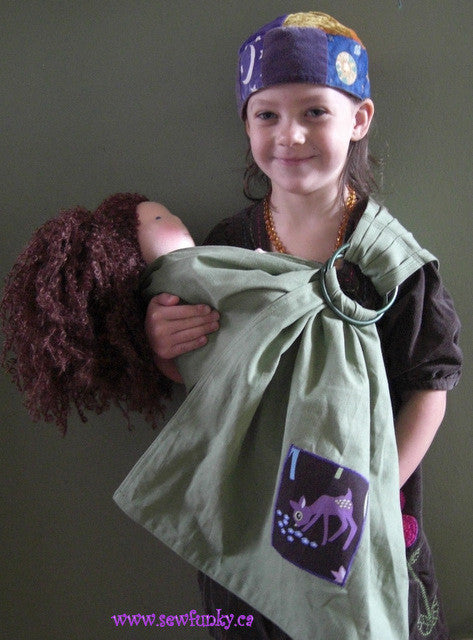 Sewfunky Toy Sling - Sage Hemp with Deer Patch