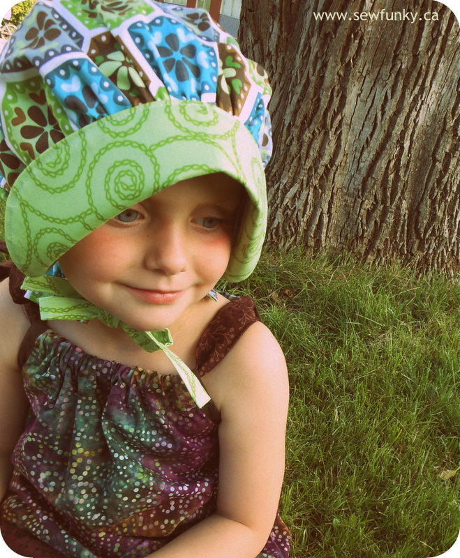 Sewfunky Sun Bonnet - Kaleidoscope Green Organic