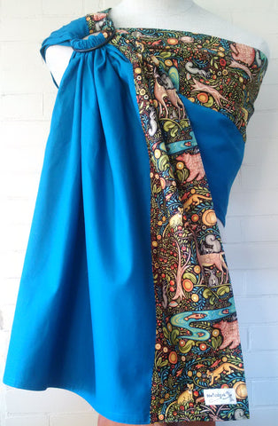 Sewfunky Designer Baby Sling Folklorica on Teal Blue SOLD OUT