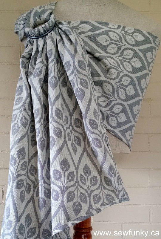 Sewfunky Woven Ring Sling Grey Leaves