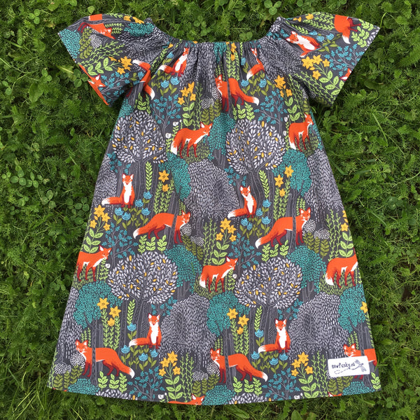 Sewfunky Pixie Dress - Into the Woods on Grey