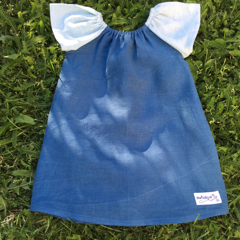 Sewfunky Pixie Dress Bluejay Linen