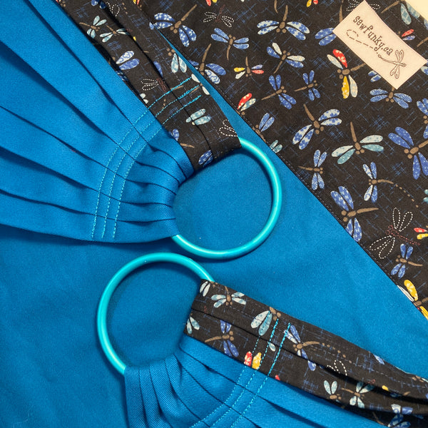 Sewfunky Designer Midwifery Weigh Sling Dragonflies on Teal Blue