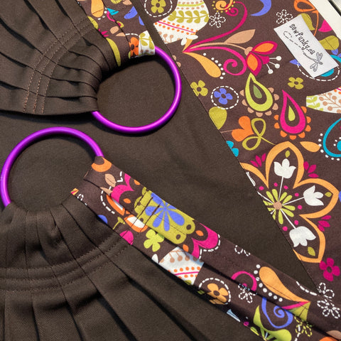Sewfunky Designer Midwifery Weigh Sling Birds of Norway on Espresso Organic