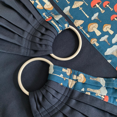 Sewfunky Designer Midwifery Weigh Sling Champignon on Navy Organic