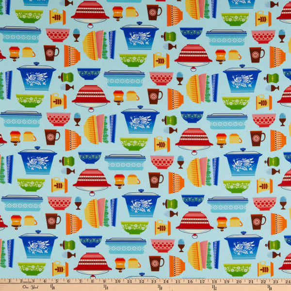 Sewfunky Pixie Dress - Retro Kitchen on Blue