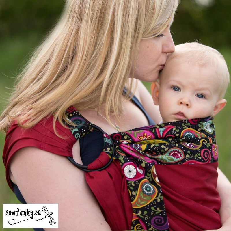 Sewfunky Designer Organic Baby Sling Nightgarden on Flame Red - SOLD OUT